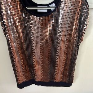 Alfred Dunner Copper Sequin Cap Sleeve Top